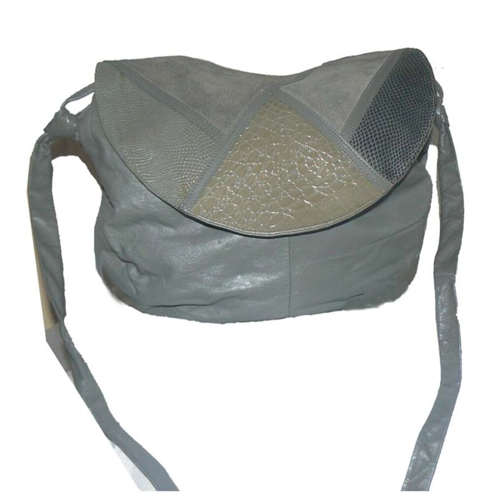 Gray Leather Shoulder Bag